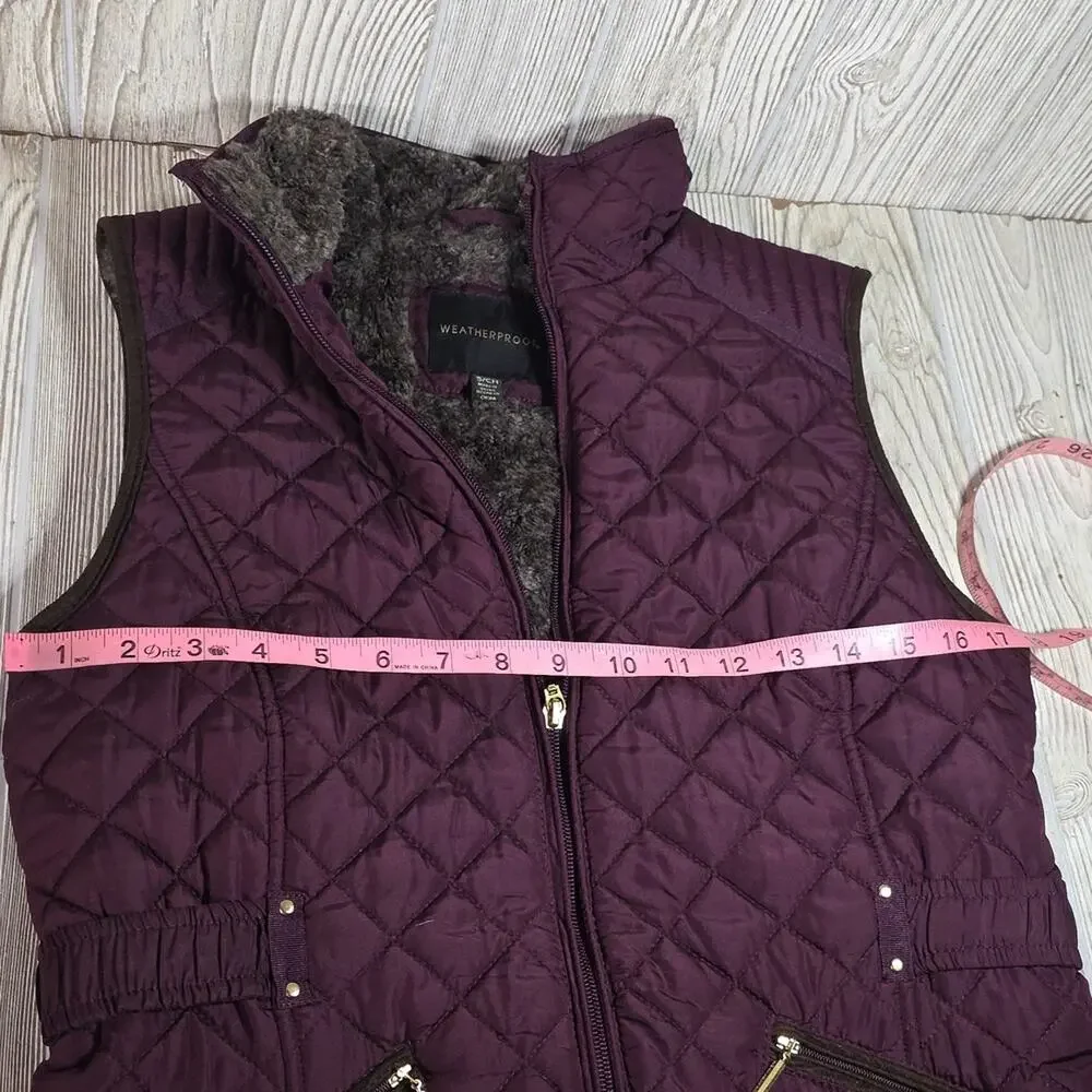 Weatherproof Ultra Soft Lining Quilted Dark Purple Vest Womens Size Small